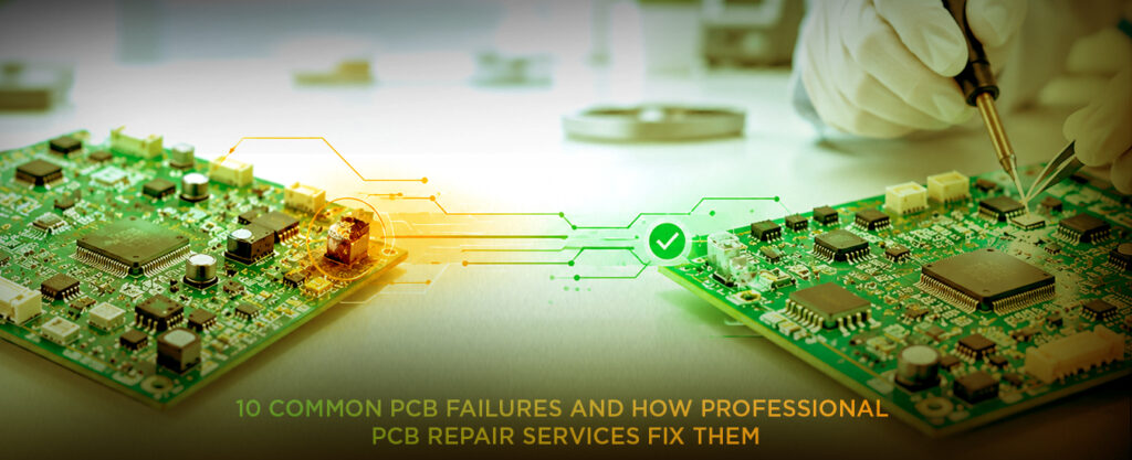 A Blog Banner On PCB Repair Services: 10 Common PCB Failures and Their Fixes