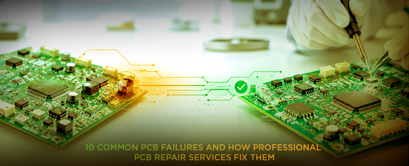 A Blog Banner On PCB Repair Services: 10 Common PCB Failures and Their Fixes